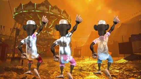 Comedic Stylish Monkey Park Dance Animation Stock Footage 323154299