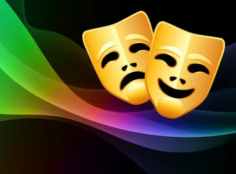 Comedy and Tragedy Mask on Abstract Background Stock Illustration