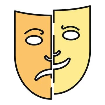 Comedy and tragedy masks presenting duality of emotions Stock Illustration