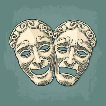Comedy and tragedy theatrical mask Royalty Free Vector Image