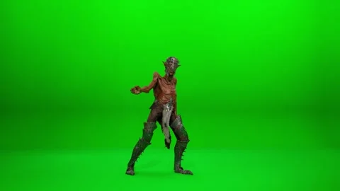 Comedy Armed Orc Warrior Slow Motion VFX Stock Footage 319524328