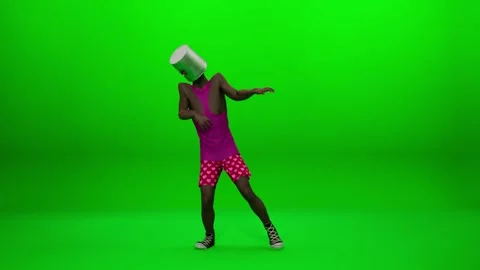 Comedy Bucket Head Dancer for Game Integration Stock Footage 321449477