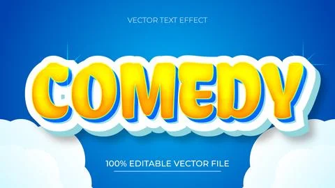 Comedy cartoon style 3d text effect editable with blue and cloud background Stock Illustration