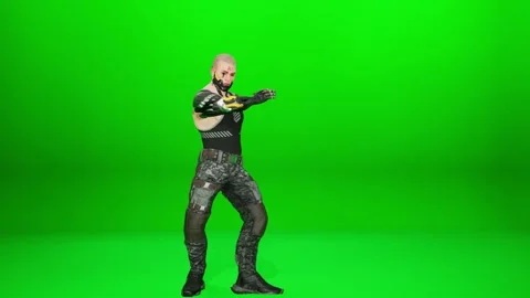 Comedy Cyberpunk Warrior Dance for Games Stock Footage 320162065