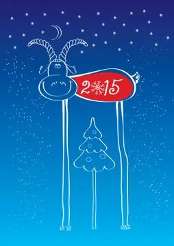 Comedy goat.vector illustration of new year Stock Illustration