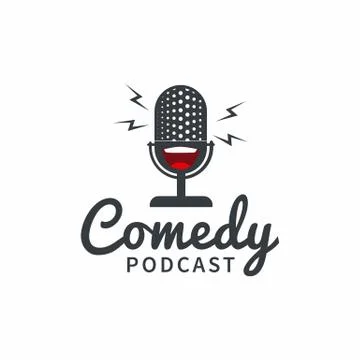 Comedy Podcast Logo Design Vector Stock Illustration