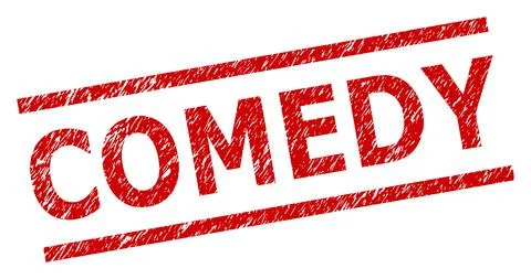 COMEDY Red Grunged Seal with Parallel Lines Stock Illustration