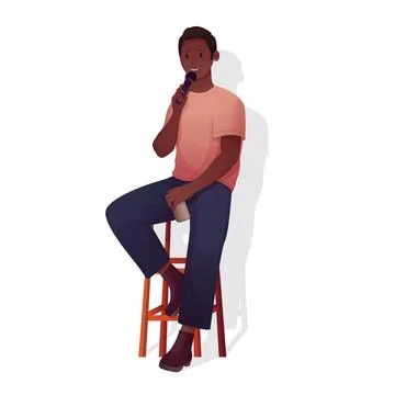 Comedy show, stand up, open mic event with young comedian isolated Stock Illustration
