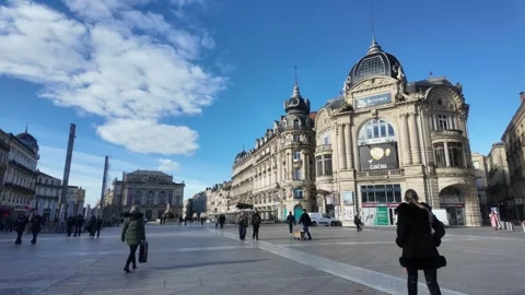 Comedy Square - People Walking in Neoclassical Plaza Stock Footage 329249169