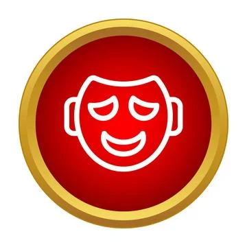 Comedy theater mask icon within golden circle Stock Illustration