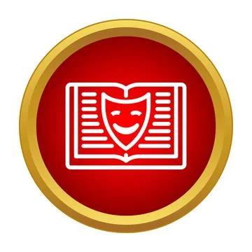 Comedy theater script book with happy mask icon Stock Illustration