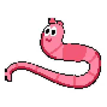 Comedy worm cartoon pixel art vector illustration Stock Illustration