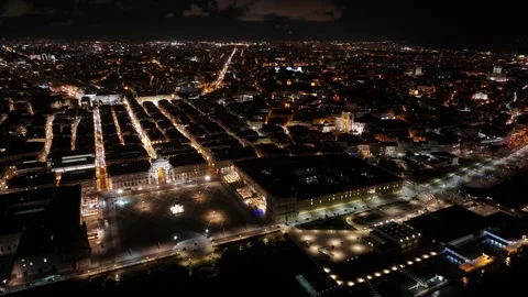 Comercio Square. Illuminated City. Beautiful Cityscape. Night City Landscape. Stock Footage 342590189