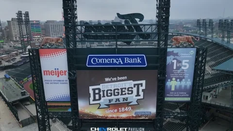 Comerica Park Entrance Sign, Home of Det, Stock Video