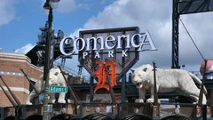 Comerica Park Entrance Sign, Home of Det, Stock Video