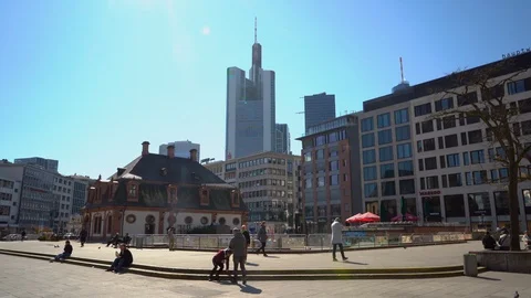 Comerzbank Tower Corona Shutdown Video stock 129711664