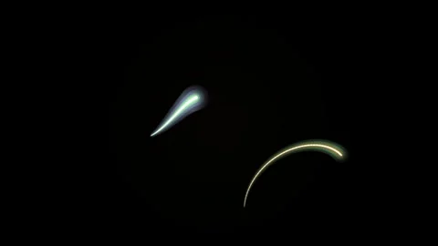 Comet and Crescent Moon in Dark Space. Stock Footage 329466746
