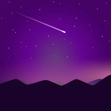 Comet and night mountains Stock Illustration