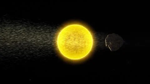 Comet burning and making a tail as it comes close to the Sun Stock Illustration