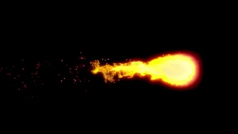 The comet burns on a black background. Spherical fire with tail.