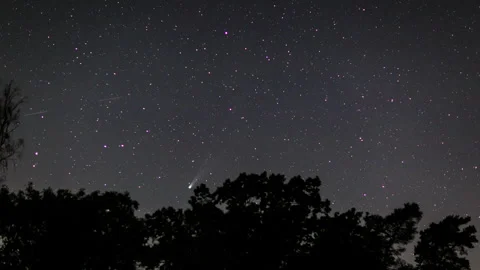 Comet C2025 A6 Lemmon on night sky. Night sky 4k timelapse. Stock Footage 325889796