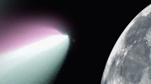 Comet close to the Moon Stock Footage 51157737