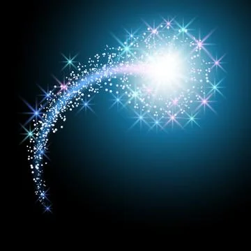 Comet with curved glowing tail Stock Illustration