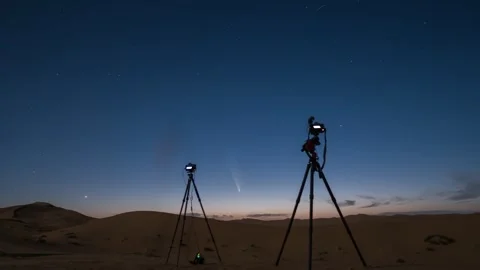 Comet Falling Over Tengger Desert Sunset Timelapse Stock Footage 326701938