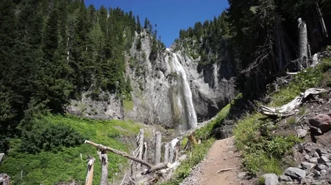 Comet Falls, Mount Rainier National Park, Washington Stock Footage 52617174