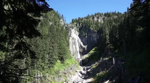 Comet Falls, Mount Rainier National Park, Washington Stock Footage 52617175