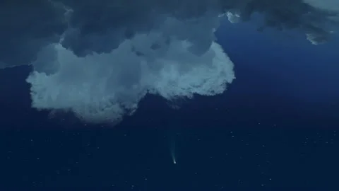 The comet flight over the blue starry sky. time lapse Stock Footage 136141307