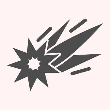 Comet glyph icon. Falling star, meteor. Astronomy vector design concept, solid Stock Illustration