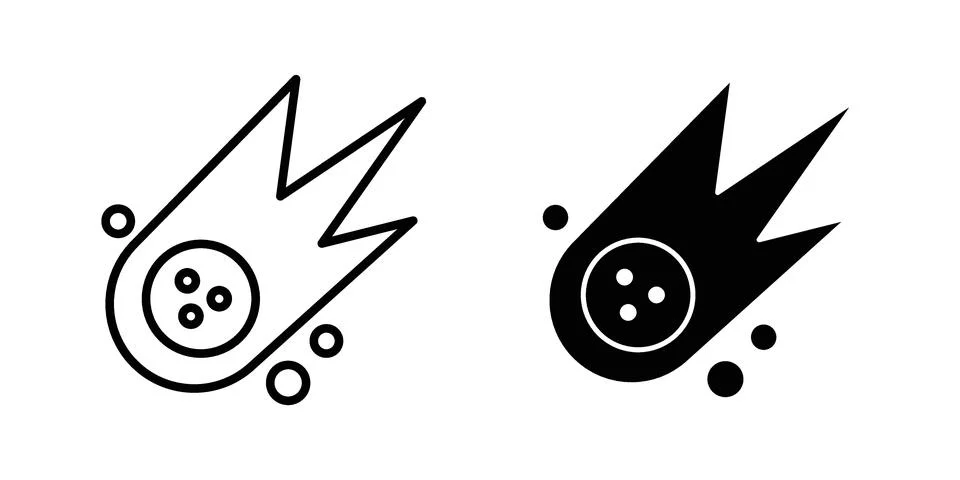 Comet icon symbol  illustration bundle in black colour Stock Illustration