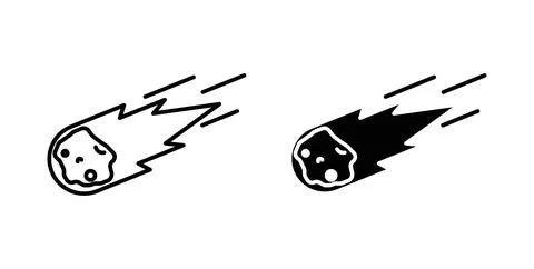 Comet icon symbol. Vector illustration pack in black color. Stock Illustration