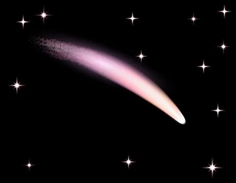 A comet, a meteor, a starry sky. Isolated on a black background. illustration Stock Illustration