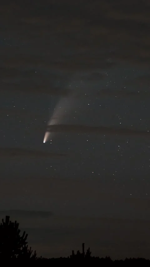The comet moves across the night sky among the stars Stock Footage 255797646