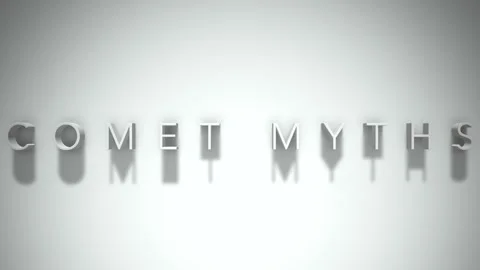 Comet Myths 3D title animation with shadows on a white background Stock Footage 296664836