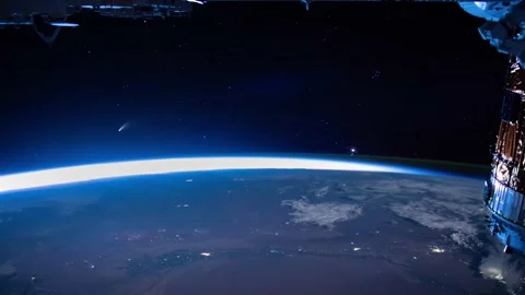 Comet Neowise Space view and sunrise scene from International Space Station(ISS) Stock Footage 135965556