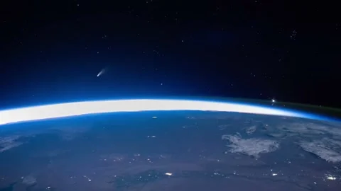 Comet Neowise Space view and sunrise scene from International Space Station(ISS) Видео 135966418