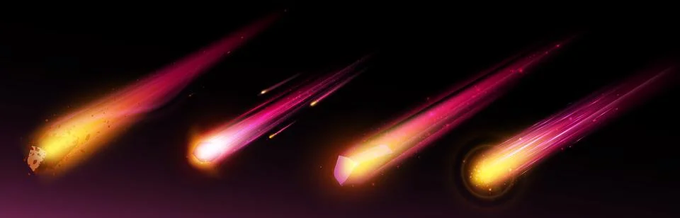 Comet or asteroid fire light trail in space vector Illustrazione stock