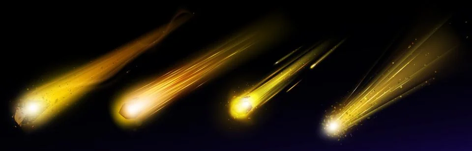 Comet or asteroid fire light trail in space vector Stock Illustration