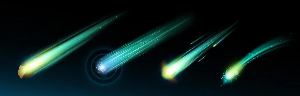 Comet or asteroid fire light trail in space vector Stock Illustration