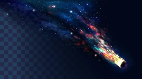 Comet or asteroid with transparent big smoke Stock Illustration