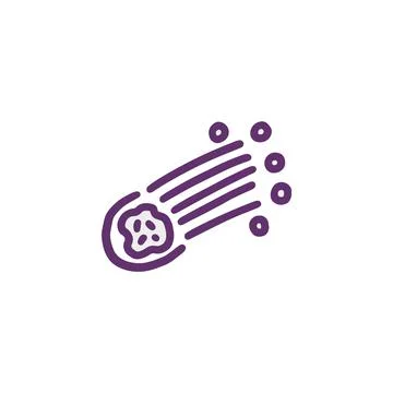 Comet or meteor flying at high speed hand drawn vector icon. Asteroid or Stock Illustration