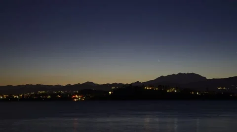 Comet Panstarrs, time lapse sunset over the Mount Rosa Stock Footage 40754798