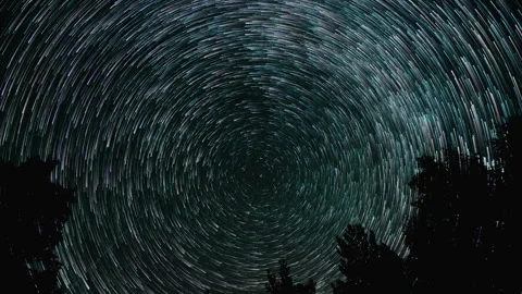 Comet-shaped star trails in the night sky Stock Footage 257336103