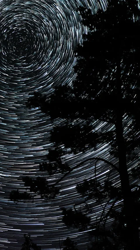 Comet-shaped star trails in the night sky Stock Footage 295929976