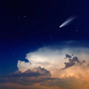 Comet in sky Stock Photos