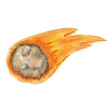 Comet in the Solar System watercolor isolated illustration on white background Stock Illustration