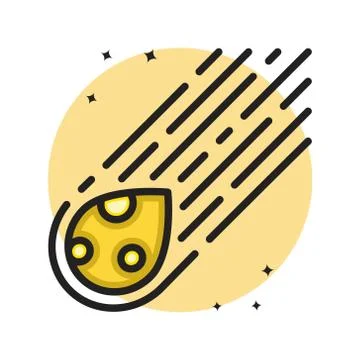 Comet Space Icon Cartoon Filled Line Style. Asteroid And Meteor Logo Vector I Stock Illustration